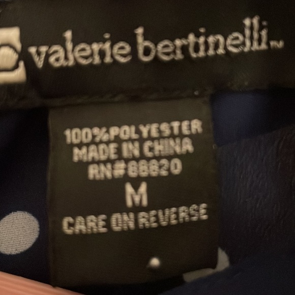 Valerie Bartinelli Navy Blue White Polk Dot Blouse Size M - Picture 3 of 8